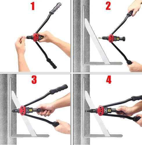 Vista 8 de Kit de tuercas remachadoras de 16 pulgadas, con 15 mandriles métricos y SAE, 236 tuercas de remache surtidas y funda de transporte resistente
