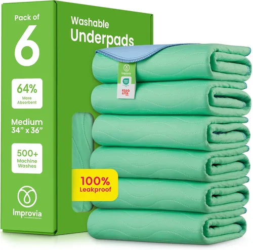 Vista 19 de IMPROVIA® - Almohadillas lavables, 18 x 24 pulgadas (paquete de 4), reutilizables y de gran absorción para incontinencia, impermeables, para niños