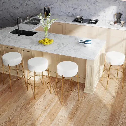 Vista 18 de SoarFlash - Juego de 2 taburetes de bar modernos giratorios, taburetes de barra de 24" Sherpa con asiento giratorio de altura de mostrador