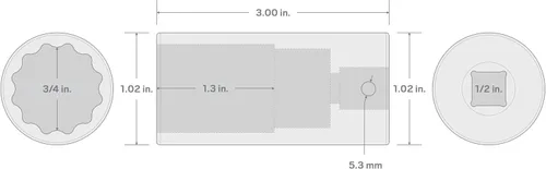Vista 6 de TEKTON Encastre de 1/2 pulgada x 3/4 pulgadas de profundidad 12 puntos de impacto SID23219