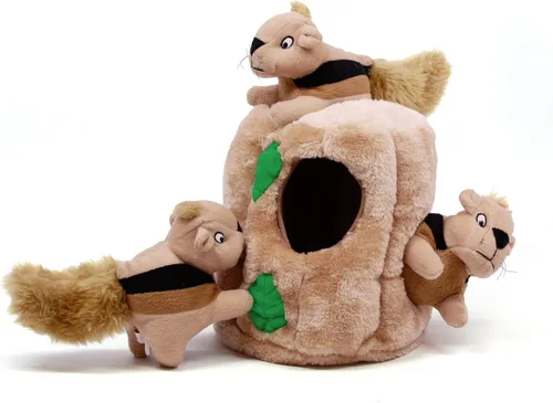 Vista 3 de Outward Hound Hide A Squirrel - Rompecabezas de peluche para perros (mediano) y ladrillo de perro, juguete interactivo para perros