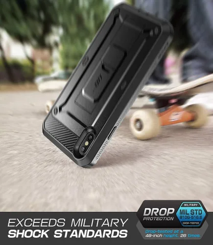 Vista 4 de SUPCASE Unicorn Beetle Pro Series: funda diseñada para iPhone XS Max, funda resistente de cuerpo completo con protector de pantalla integrado y Negro