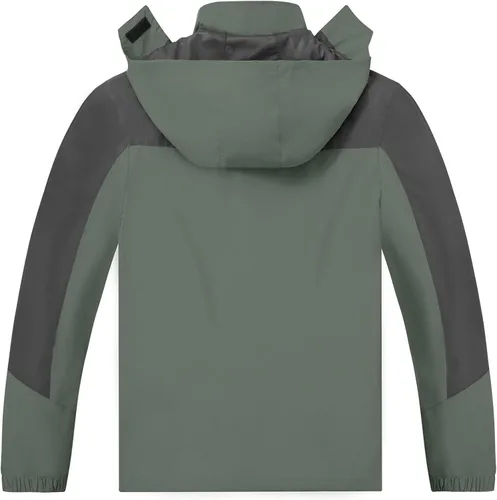 Vista 2 de TEZO Chaqueta impermeable para hombre, con capucha, rompevientos ligera