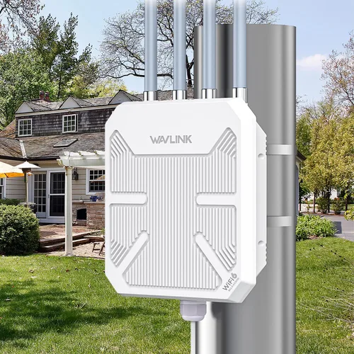 WAVLINK AX3000 Extensor WiFi 6 para exteriores de largo alcance, punto de acceso inalámbrico para exteriores, PoE activo, antenas 4x8dBi, funciona