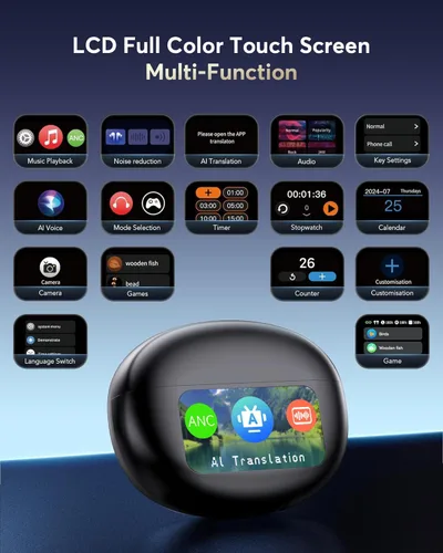 Vista 2 de Auriculares de traducción AI en tiempo real, 188 audífonos de traductor de idiomas, Audifonos Traductores Inglés Inglés, 4 dispositivos