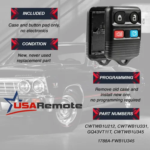 Vista 4 de Funda y almohadilla para control remoto de entrada sin llave para Ford, Lincoln, Mercury, Mazda