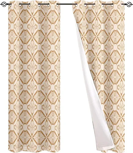 Vista 6 de FUSURIRE Abstract Geometry Print Window Curtain Panels 63 inch Long, Native American Western Window Treatment Grommet Room Darkening Curtains