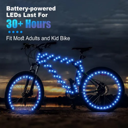 Vista 6 de Woanger 6 luces LED para bicicleta para montar por la noche, marco de bicicleta y luces de rueda, accesorios de decoración de bicicleta a