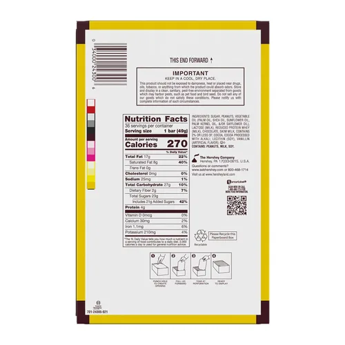 Vista 3 de HERSHEY'S MR. GOODBAR Barras de caramelo de chocolate con maní, 1.75 oz (36 unidades)