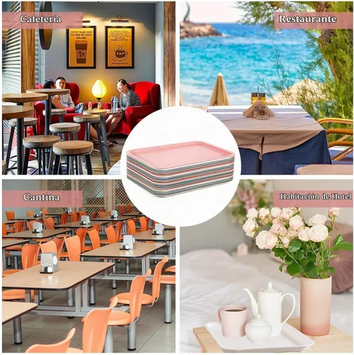 Vista 6 de Uiifan 20 bandejas de plástico grueso para cafetería, bandejas de servicio de comida rápida, bandejas rectangulares a granel, para restaurante