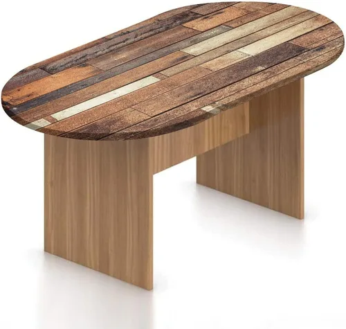 Vista 19 de Mantel ovalado ajustable para mesa de patio, poliéster elástico en bosque, mantel con estampado de siluetas de ciervos con elementos florales, se