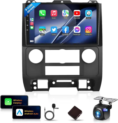 Vista 10 de 【HiFi 2G+64G】 Radio de coche para Ford Escape/Kuga/Mazda Tribute 2007-2012 Estéreo con CarPlay inalámbrico, Android Auto, pantalla táctil HD IPS