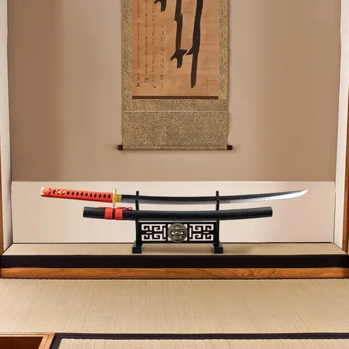 Vista 6 de Ekkhysis Kylin - Soporte acolchado de 2 niveles para espada, soporte de exhibición para sable de luz Tanto Samurai Cosplay Blade Tanjirou Demon