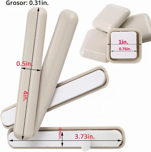 Vista 2 de Paquete combinado de 48 deslizadores de alfombra autoadhesivos para silla, 32 piezas cuadradas autoadhesivas de 1 pulgada y 16 unidades de 1/2 x 4