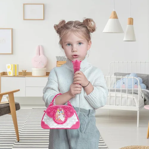 Vista 4 de Lexibook Unicornio, bolsa de karaoke con micrófono, cambiador de voz, canciones de demostración, efectos de luz, micrófono incluido, entrada