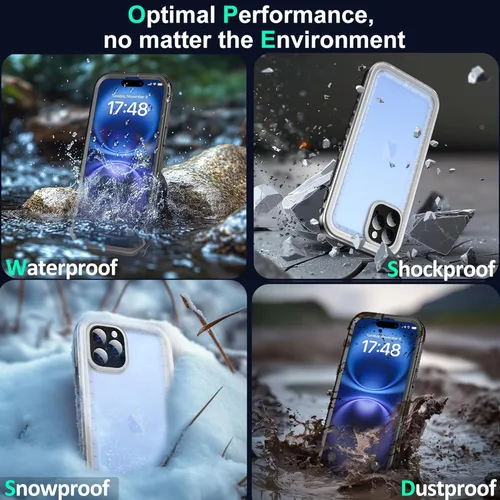 Vista 3 de SOKUSIN Funda impermeable para iPhone 13 Pro - Funda protectora de cuerpo completo con pantalla y protector de cámara incorporado, a prueba