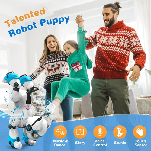 Vista 2 de OKK Perro Robot para Niños, Perro de Control Remoto y Toque con Interacción por Voz, Robot Programable con Show de Imitación, Perro Electrónico que