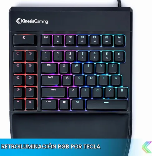 Vista 5 de KINESIS Freestyle Edge RGB Plus Split Teclado mecánico Interruptores lineales Hotswap RGB Ergonómico Soporte de palma desmontable Hotswap