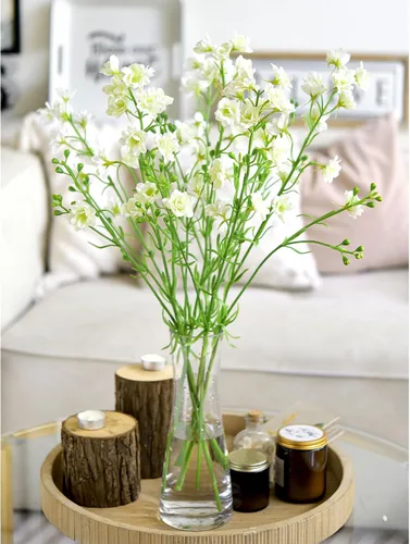 Vista 10 de FiveSeasonStuff Real Touch Delphinium Flores artificiales, arreglos de flores silvestres, 6 tallos (azul claro (6 tallos de aerosol)