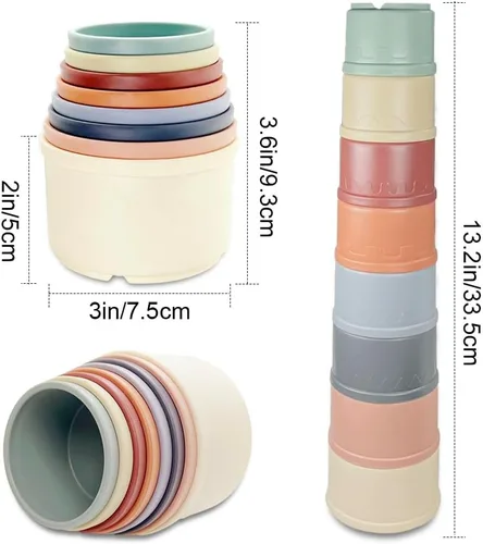 Vista 4 de 8 tazas apilables para conejos, juguetes de conejo, tazas apilables de conejito para jugar con conejos, juguetes reutilizables multicolor