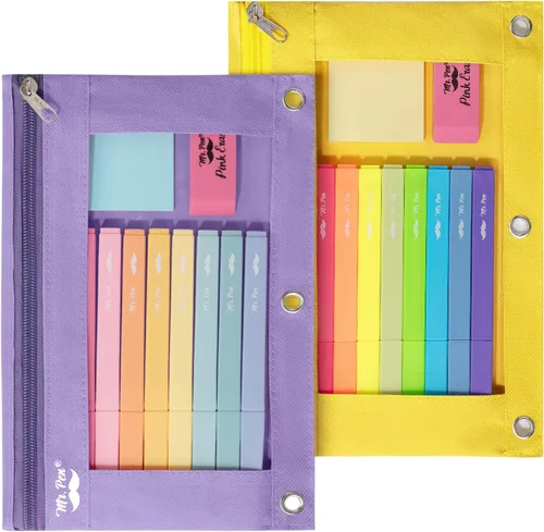 Vista 17 de Mr. Pen - Estuche para lápices de 2 piezas - Estuche con cremallera para lápices para carpeta de 3 anillas