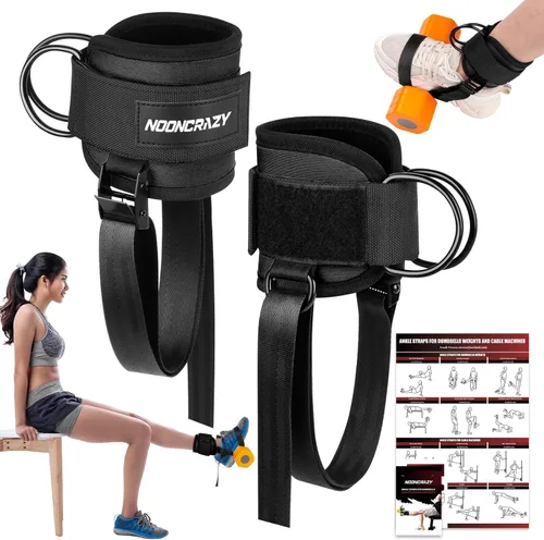 Vista 8 de nooncrazy Ankle Straps for Dumbbell and Cable Machine, Dumbbell Foot Attachment with Longer Stronger Nylon Strap, Tibialis Trainer, Leg Extensions