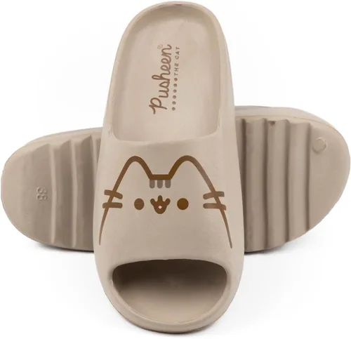 Vista 3 de Pusheen The Cat Sliders Sandalias de verano para mujer con dibujos animados de gato atigrado