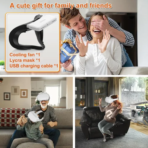 Vista 6 de Hibloks Quest 2 Fan Cooling Mask for MetaOculus Quest 2 Accessories, Circulated Ventilation Eliminates Glasses Fogging Defogger
