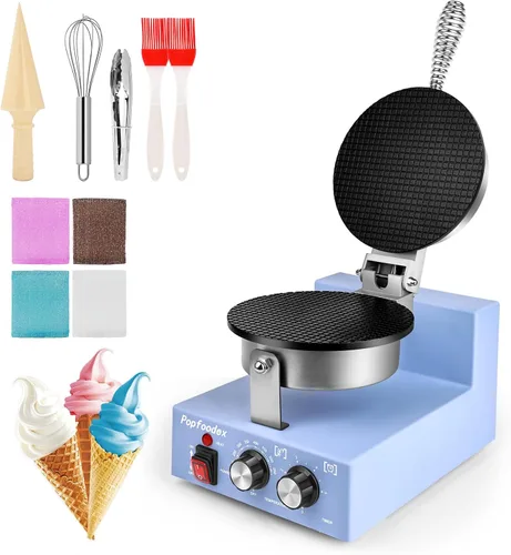 Vista 9 de Máquina comercial para hacer conos de gofres – Máquina comercial de cono de helado de 1200 W con sartén antiadherente de 8 pulgadas y temperatura