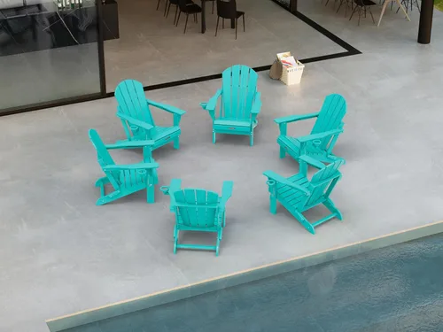 Vista 42 de Ciokea Silla Adirondack plegable con textura de madera, silla Adirondack para patio, resistente a la intemperie, silla de plástico para hoguera