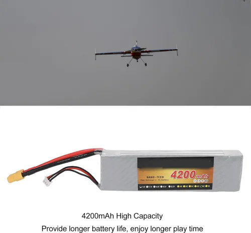 Vista 4 de RiToEasysports Potente 7.4V 2S 4200mAh 55C Lipo Batería con XT60 Plug Alta Capacidad para RC Coche Avión Helicóptero Drone