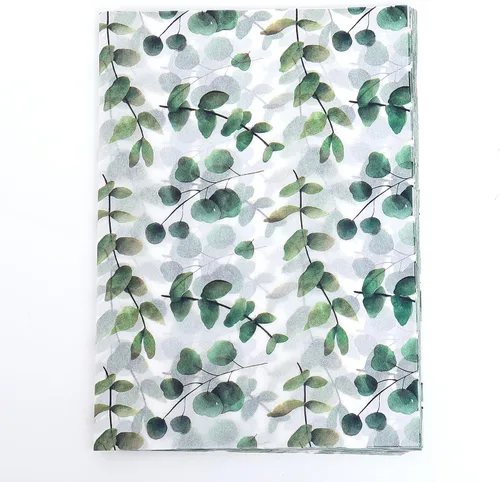 Vista 9 de TINYFUTURE 100 hojas de papel de seda para envolver regalos con flores, papel de regalo reciclable, verde, botánico, para bolsas de embalaje, bodas