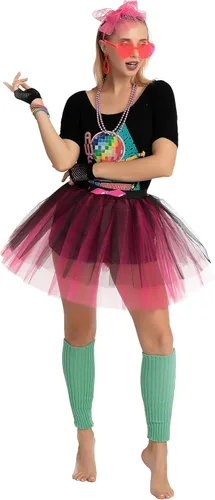 Vista 4 de Spooktacular Creations Conjunto de disfraz de los años 80 con camiseta, tutú y otros accesorios de cosplay de Halloween