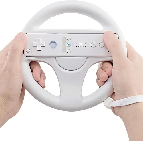 Vista 6 de Volante para controlador Wii 2 ruedas de carreras blancas compatibles con Mario Kart rueda de control de juego GEEKLIN para Nintendo Wii Remote