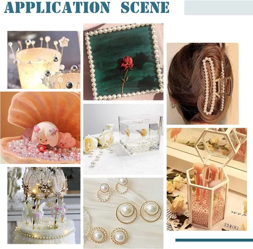 Vista 3 de PH PandaHall 2200 perlas sin agujeros, cuentas de perlas blancas sin perforar, perlas de imitación para ropa, perlas acrílicas para manualidades