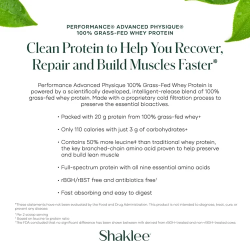 Vista 4 de Shaklee - Performance® Advanced Physique® 100% proteína de suero alimentada con pasto: fórmula de absorción rápida - 0.71 oz de proteína 110