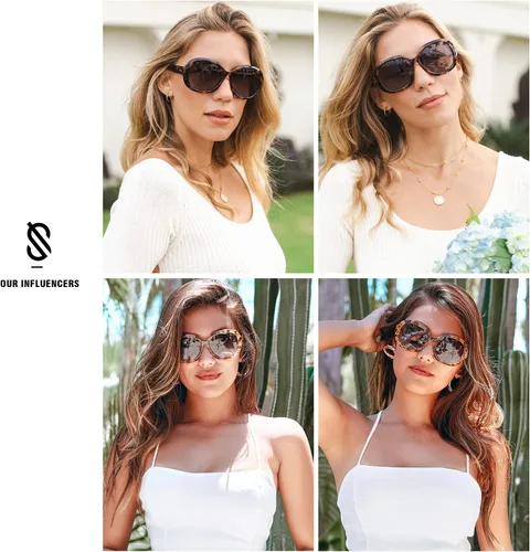 Vista 2 de SOJOS Gafas de sol polarizadas vintage para mujer de gran tamaño con marco grande protección UV SJ2209