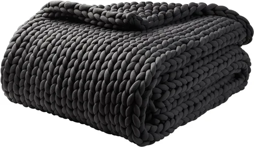 Vista 33 de YnM Manta con Peso de Chenilla, Diseño de Punto Grueso Hecho a Mano, Suave y Acogedora, Regula la Temperatura y Transpirable, Manta Lavable a