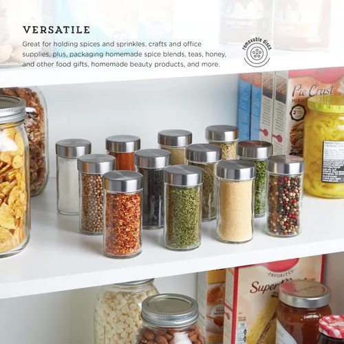 Vista 4 de Kamenstein 5244227 Tarros vacíos con tapa negra, juego de 12, 3 onzas