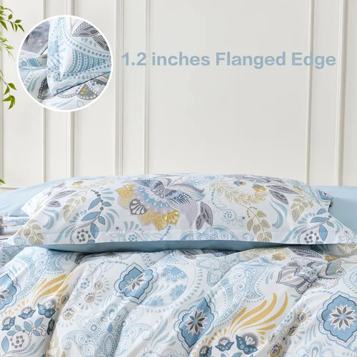 Vista 310 de SAPHREAS Juego de funda de edredón de algodón, tamaño King, a cuadros color gris oscuro y gris, geométrico, 3 piezas, 1 funda de edredón y 2 fundas