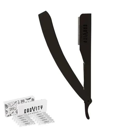 Vista 9 de GRAVITY RAZORS Kit profesional de maquinilla de afeitar recta, ultra exposición, incluye 10 cuchillas premium, 0.079 in expuestas, algodón de azúcar