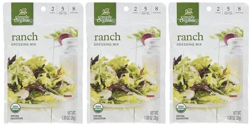 Vista 2 de Simply Organic Ranch, orgánico certificado, sin gluten, 1 oz, paquete de 3
