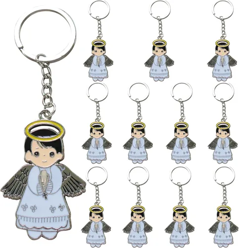 Llavero Angel Boy Favor (12 piezas) Bautizo/Recuerdos de Bautizo/Primera Comunión/Primera Comunión llaveros/Regalo para invitados