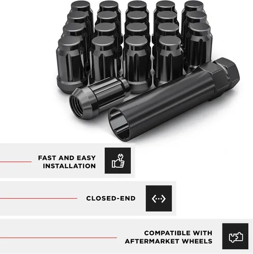 Vista 6 de White Knight 3804BK-20AM (Cromo Negro) Tuerca de Orejeta Estriada de 1/2"-20 con Llave, Paquete de 20