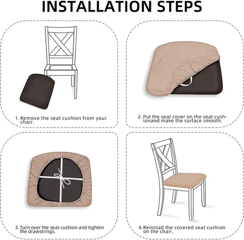 Vista 4 de Juego de 2 fundas de asiento extraíbles para silla de comedor, diseño de bandera americana, fundas elásticas para silla de oficina, cocina