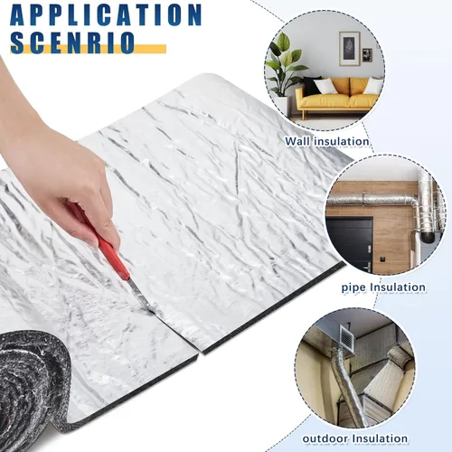 Vista 7 de Preboun 2 rollos de aislamiento de conducto con papel de aluminio, envoltura de conducto de algodón natural, manta de aislamiento de algodón