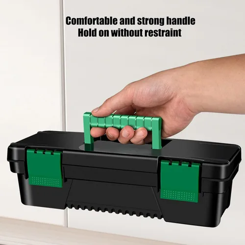 Vista 4 de Caja de herramientas pequeña Cajas de herramientas de plástico de 10 pulgadas con asa Bandeja extraíble con doble cerradura Caja de herramientas