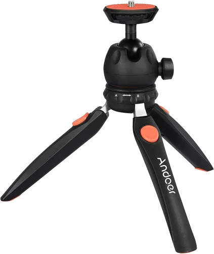 Vista 10 de Andoer H20 Mini trípode de mesa portátil plegable para cámara de teléfono con cabeza de bola extraíble con tornillo de 1/4 pulgadas