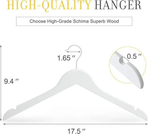 Vista 2 de TOPIA HANGER Percha de novia para vestido de novia, perchas de madera blanca de primera calidad, gancho blanco giratorio de 360°, acabado liso