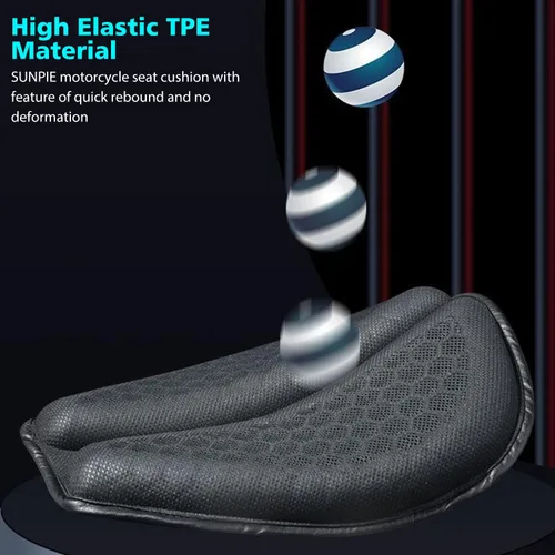 Vista 2 de SUNPIE Cojín de Asiento de Motocicleta Pequeña Cubierta de Gel Almohadilla Plegable Universal Estructura de Panal 3D Cojín de Asientos